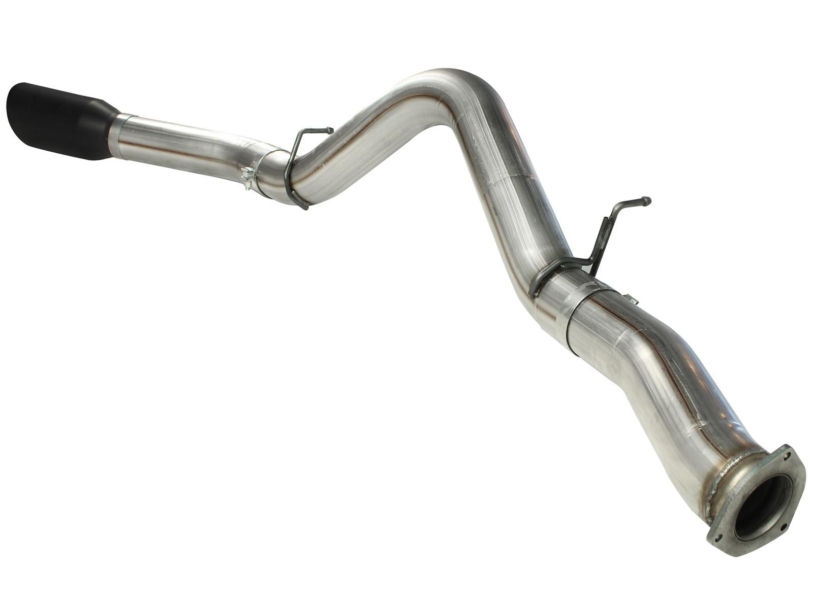 AFE Large Bore-HD 5 IN 409 Stainless Steel DPF-Back Exhaust System w/Black Tip (2007-2010 Silverado 2500 HD, Silverado 3500 HD, Sierra 2500 HD, Sierra 3500 HD) - 49-44040-B