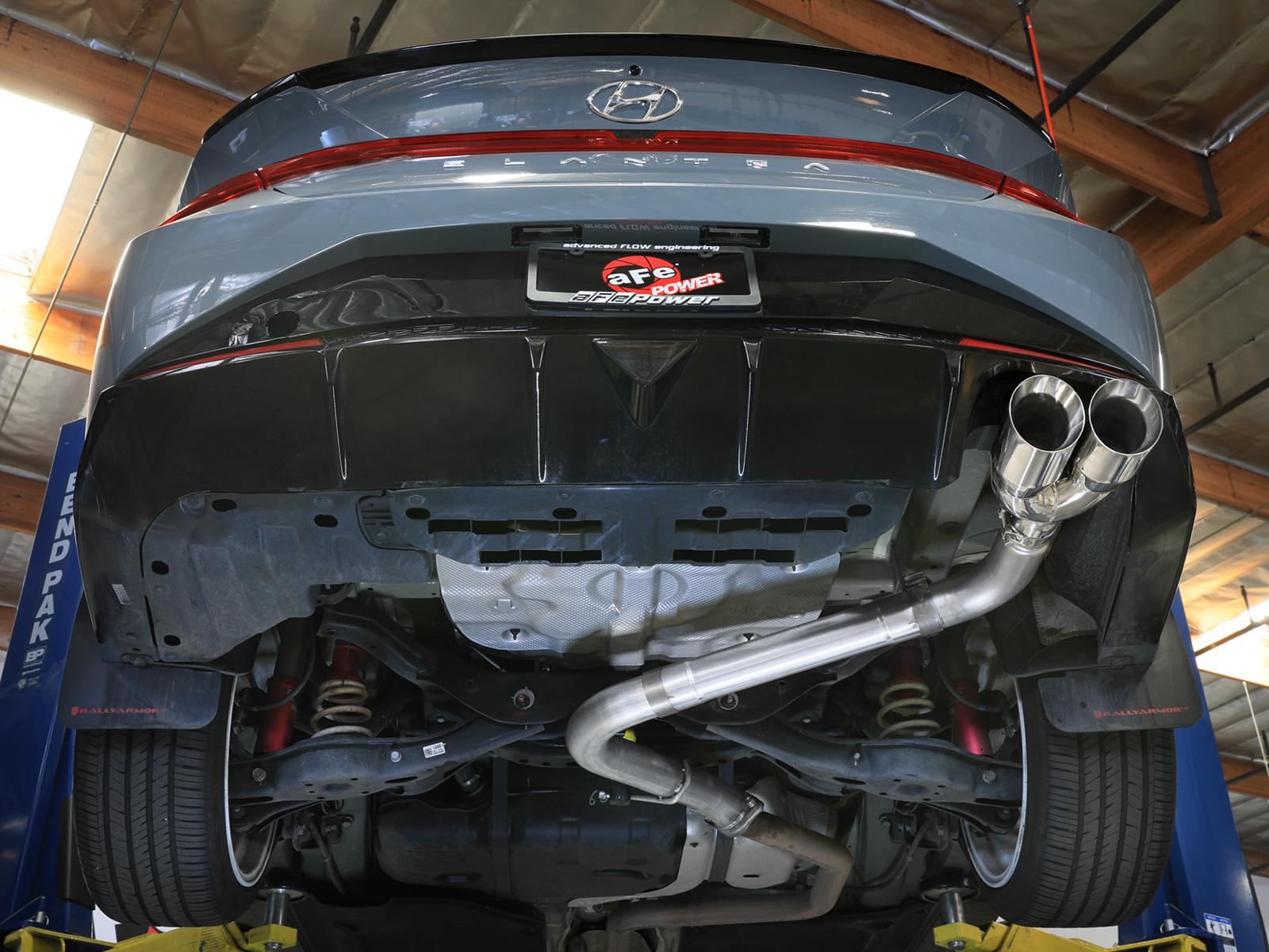 AFE Takeda 3 IN 304 Stainless Steel Axle-Back Exhaust w/ Polished Tips (2021-2025 Elantra N Line) - 49-37045-P