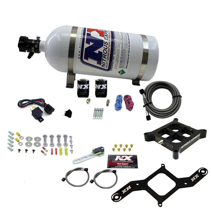 Nitrous Express 4150 Single Entry Billet Crossbar Plate System, (50-300Hp) W/ 10Lb Bottle - 63040-10