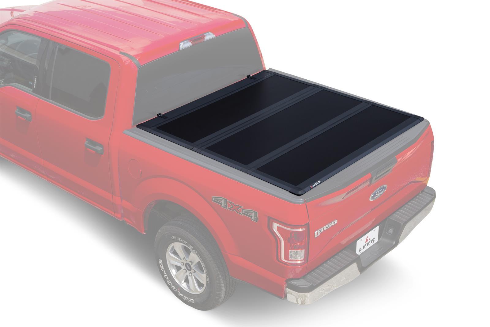 LEER 19-23 Ford Ranger 3 Panel Hard Folding Tonneau Cover Truck Bed Topper 5 Foot 10 Inch Black Leer - 631304