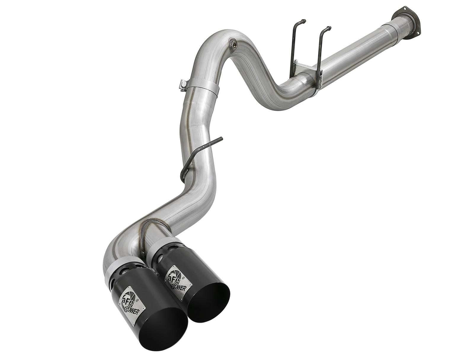 AFE Rebel XD 4 IN 409 Stainless Steel DPF-Back Exhaust w/Dual Black Tips (Ford Diesel Trucks 11-14 V8-6.7L (td)) - 49-43121-B