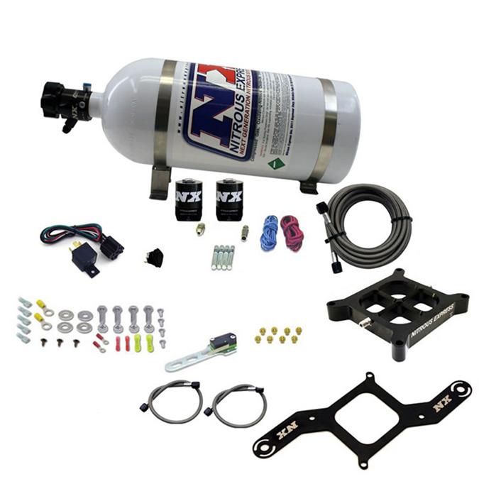 Nitrous Express 4150 Single Entry Crossbar Plate System, Pro Power(100-500Hp) W/10Lb Bottle - 63540-10