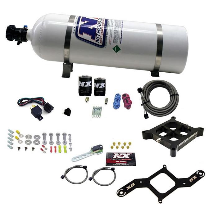 Nitrous Express 4150 Single Entry Crossbar Plate System, Rnc (250-750Hp) W/15Lb Bottle - 63840-15