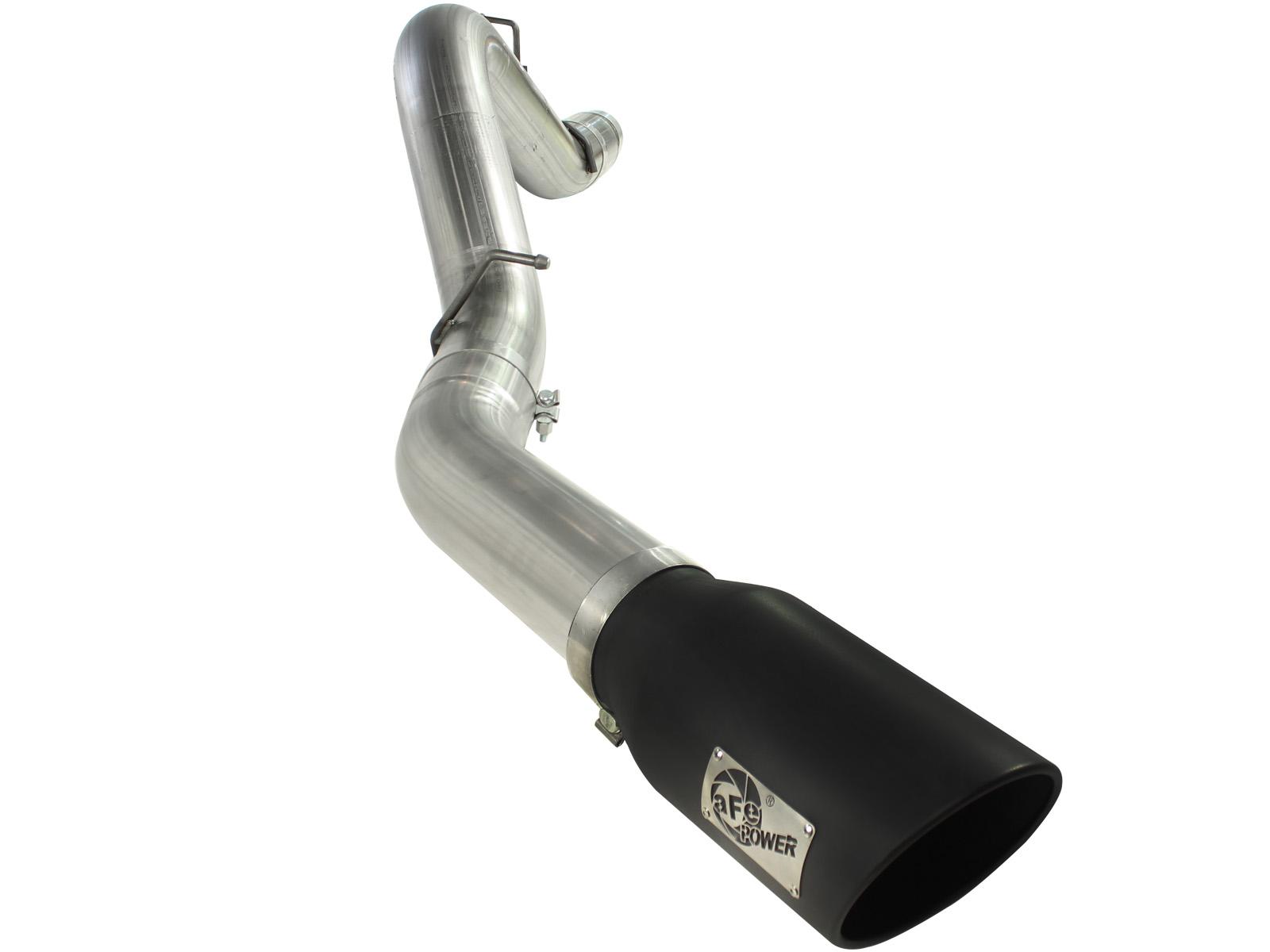 AFE Large Bore-HD 5 IN 409 Stainless Steel DPF-Back Exhaust System w/Black Tip (2011-2016 Silverado 2500 HD, Silverado 3500 HD, Sierra 2500 HD, Sierra 3500 HD) - 49-44041-B