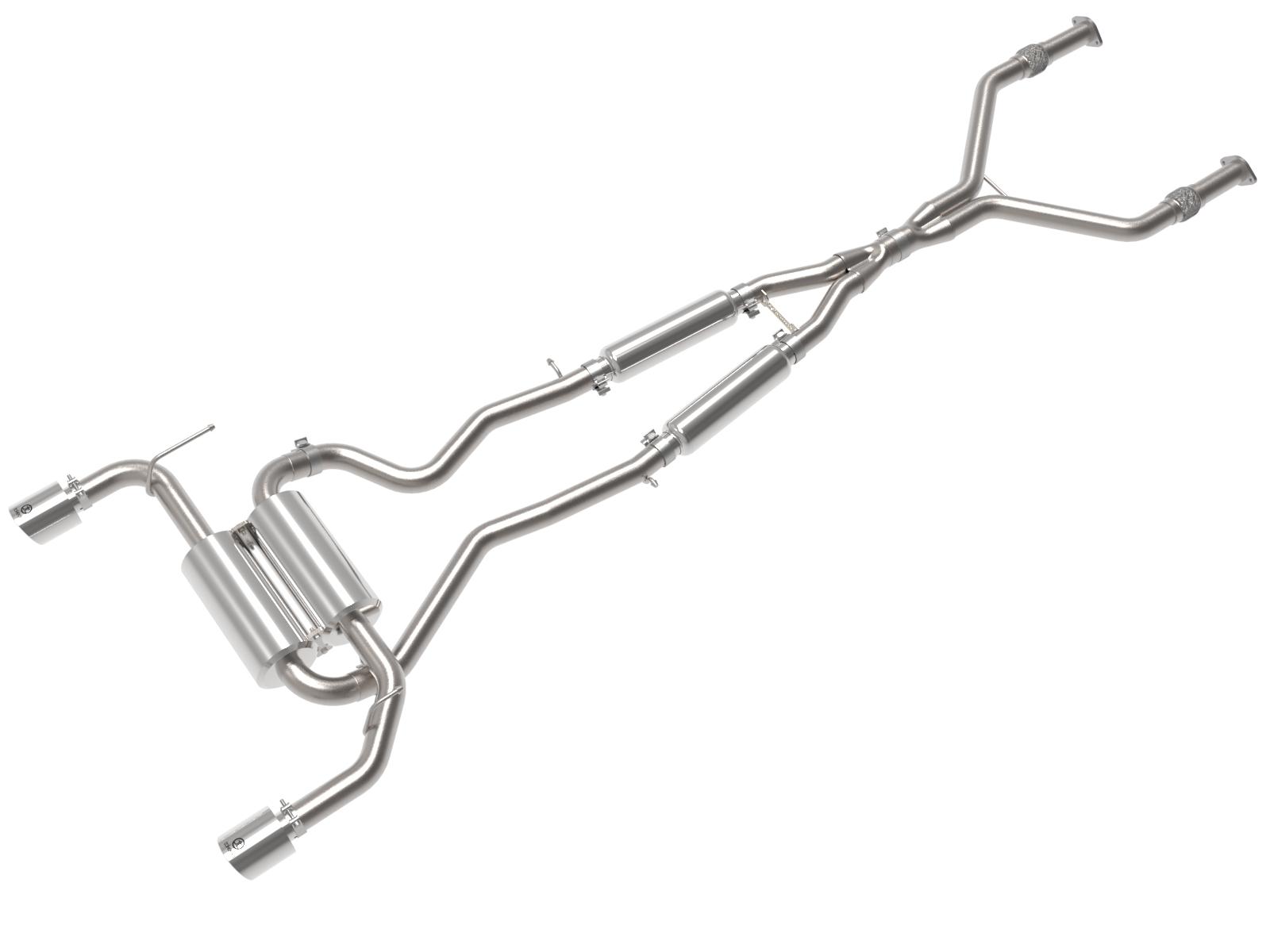 AFE Takeda 2-1/2 IN 304 Stainless Steel Cat-Back Exhaust System w/ Polished Tips (2014-2015 Q50 3.7) - 49-36136-P