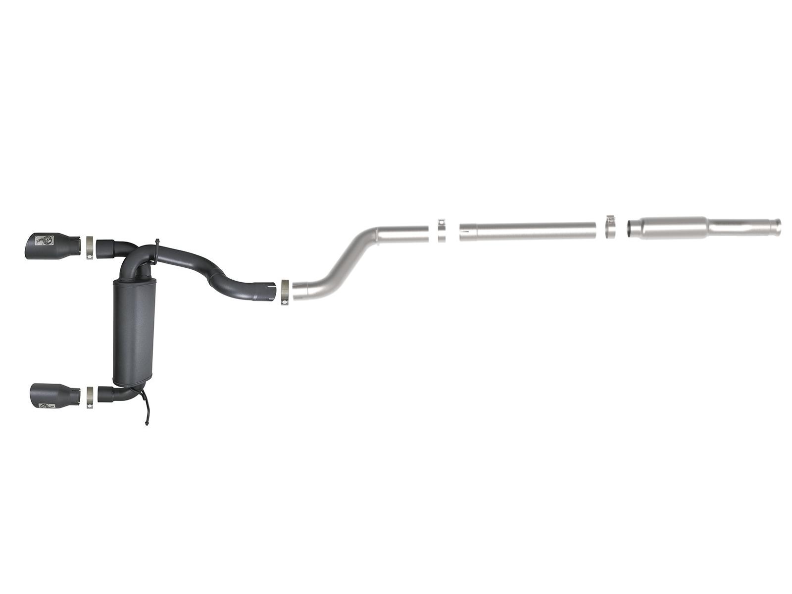 AFE Rebel Series Cat-Back Exhaust System w/ Black Tip (2018-2021 Wrangler) - 49-48096-B