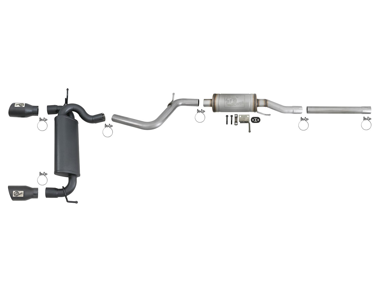 AFE Rebel Series 2-1/2 IN 409 Stainless Steel Cat-Back Exhaust System w/ Black Tips - 49-48062-B