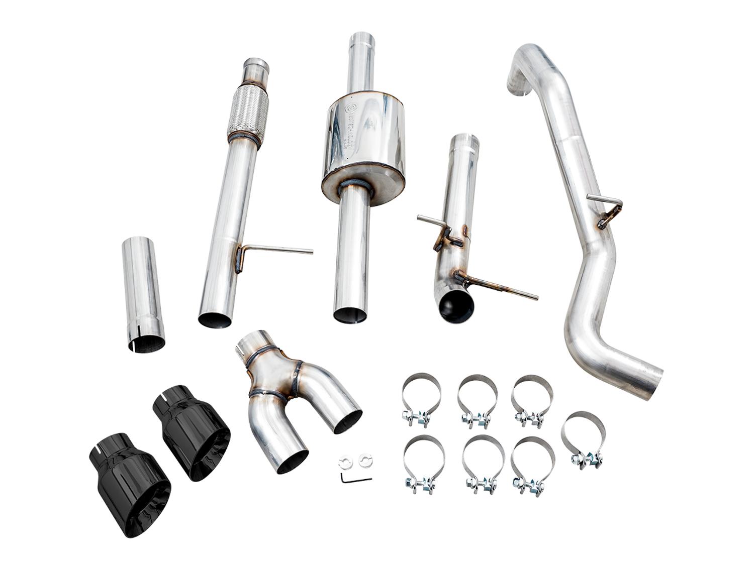AWE 0FG Catback Dual Side Exit Exhaust for 4th Gen Silverado/Sierra 1500 5.3L (Flat Bumper) - Diamond Black Tips - 3015-23208