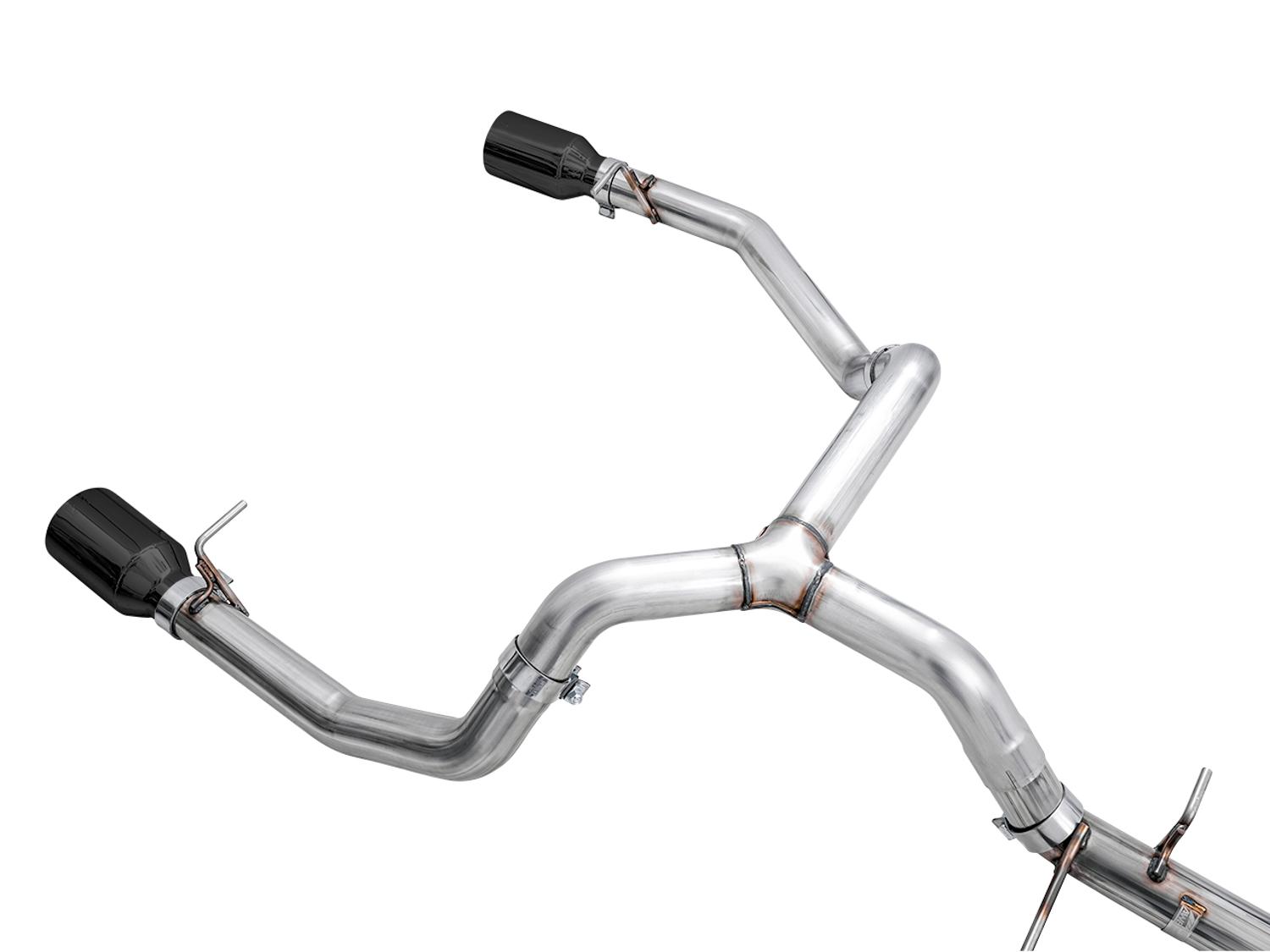 AWE 0FG Catback Split Rear Exit Exhaust for 4th Gen Silverado/Sierra 1500 5.3L (Flat Bumper) - Dual Diamond Black Tips - 3015-33206