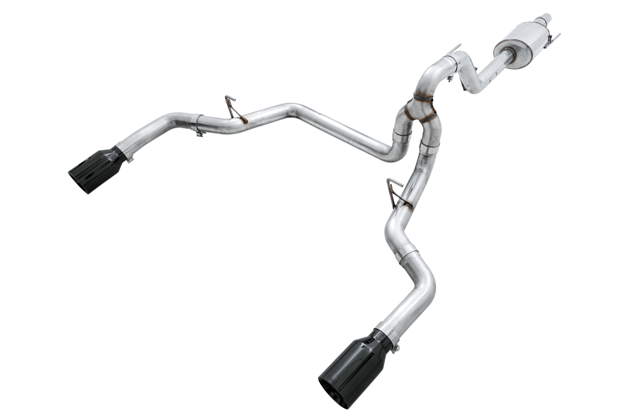AWE Tuning 2015-2020 Ford F-150 0FG Dual Exit Performance Exhaust System w/5in Diamond Black Tips - 3015-33120