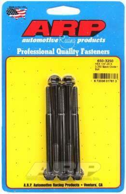 ARP 1/4-20 X 3.250 hex black oxide bolts - 650-3250