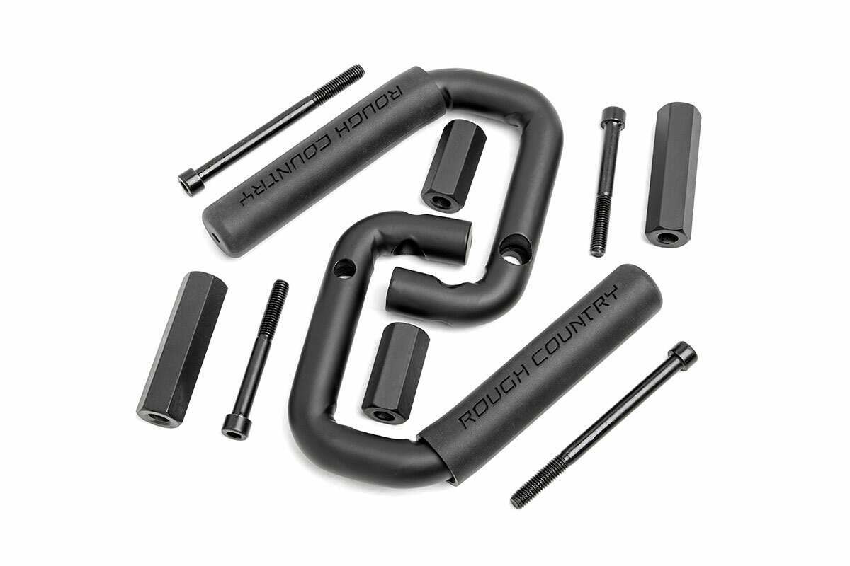 Rough Country Solid Steel Front Grab Handles (Pair) (2007-2018 Wrangler, Wrangler JK) - 6501