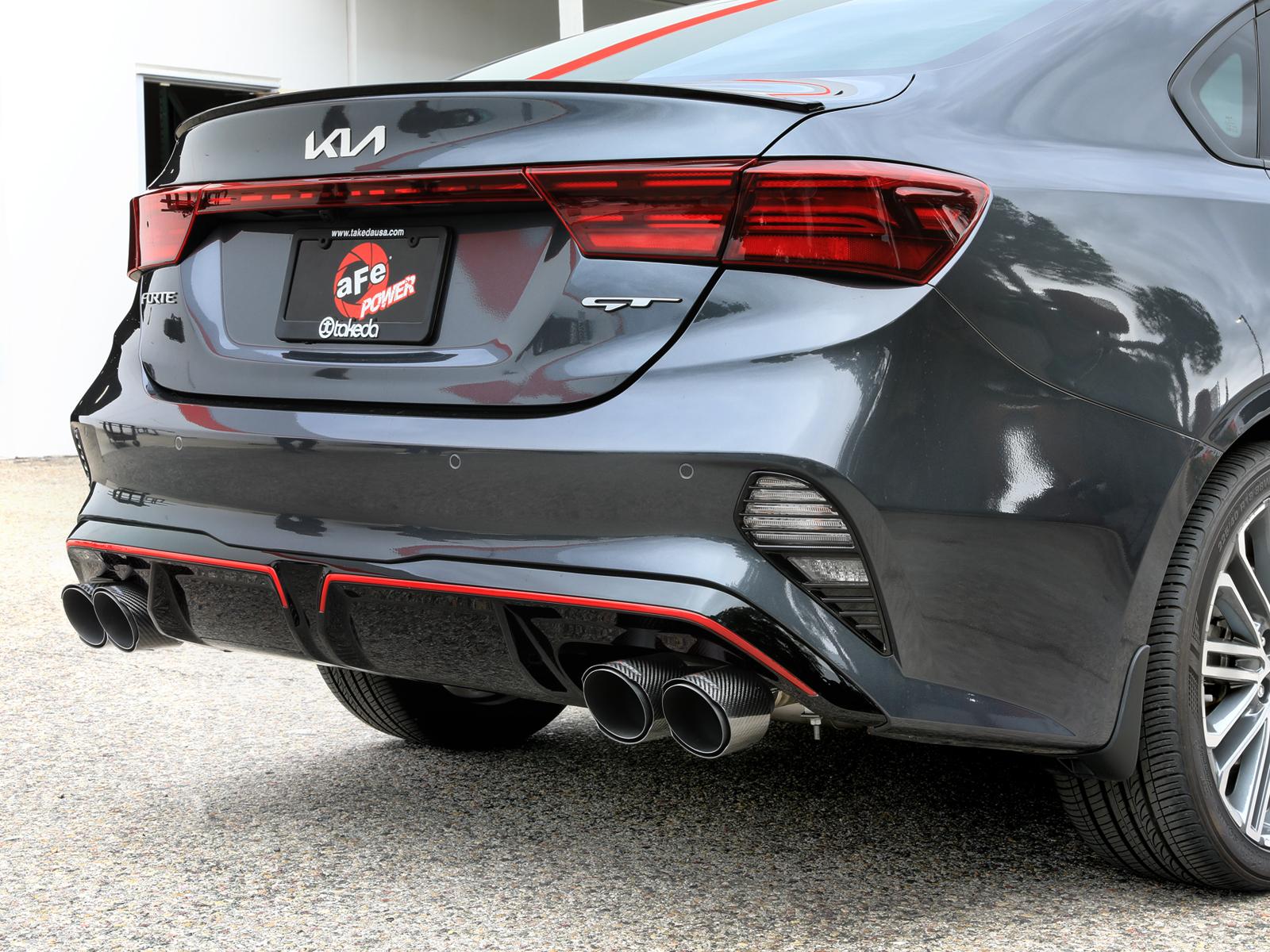 AFE Takeda 3 IN to 2-1/2 IN 304 Stainless Steel Axle-Back Exhaust Carbon Fiber Tip (2022-2024 Forte GT) - 49-37039-C