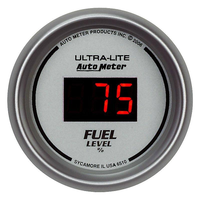 Auto Meter 2-1/16" FUEL LEVEL, PROGRAMMABLE 0-280 Ω, DIG. SILVER - 6510