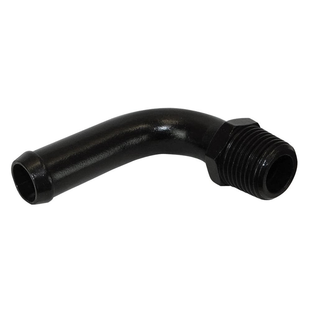 Moroso Fitting, 3/8 In. To 1/2 In., 90 Deg, Streamlined, Black - 65131