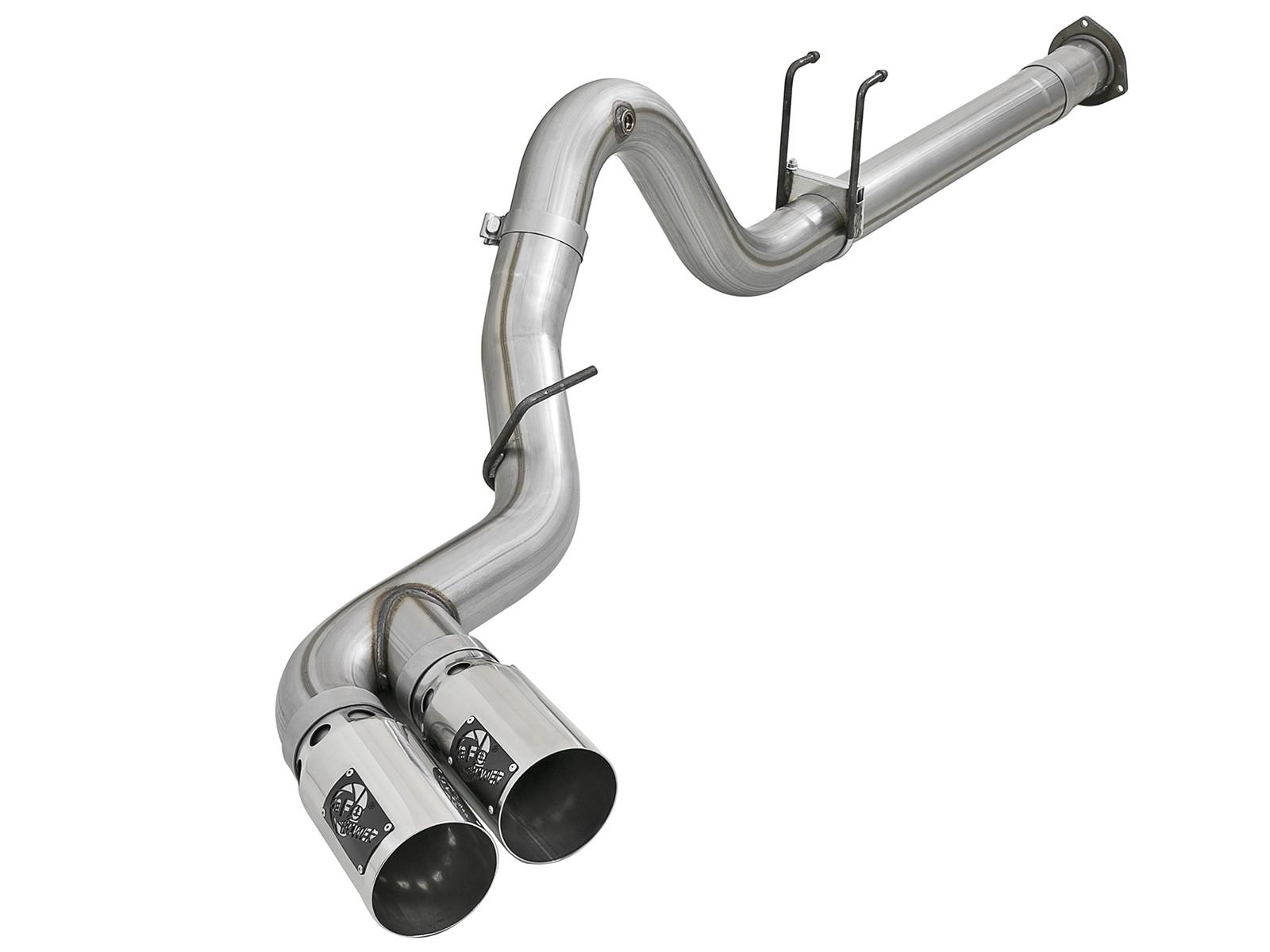 AFE Rebel XD 4 IN 409 Stainless Steel DPF-Back Exhaust w/Dual Polished Tips (Ford Diesel Trucks 11-14 V8-6.7L (td)) - 49-43121-P