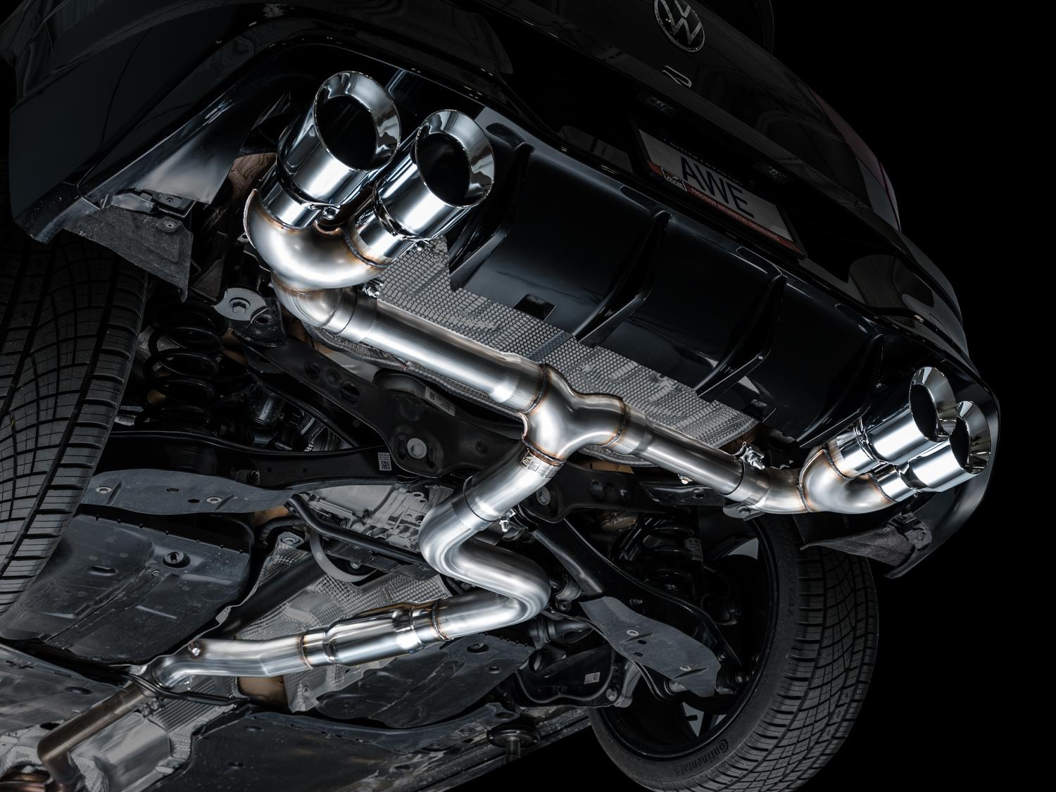 AWE Track Edition Exhaust for Volkswagen MK8 Golf R - Chrome Silver Tips - 3020-42658