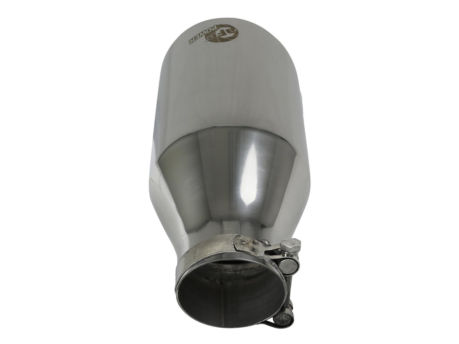 AFE MACH Force-Xp 304 Stainless Steel Clamp-on Exhaust Tip Polished (2-1/2 IN Inlet x 4-1/2 IN Outlet x 9 IN L) - 49T25454-P091