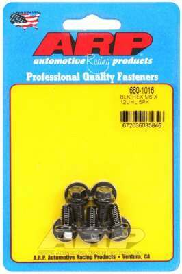 ARP M6 x 1.00 x 12 hex black oxide bolts - 660-1016