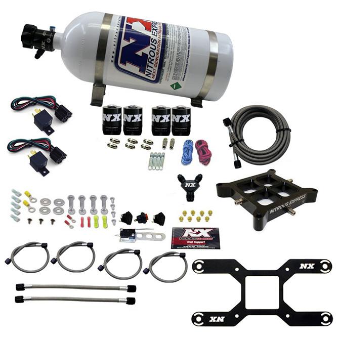 Nitrous Express Dry Quad Stage Billet Crossbar Plate System 100-2000Hp (4150 Flange) W/10Lb Btl - 66442-10