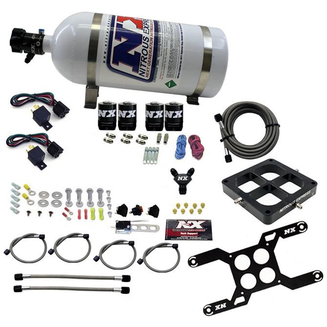 Nitrous Express Dry Quad Stage Billet Crossbar Plate System 100-2000Hp (4500 Flange) W/10Lb Btl - 66447-10