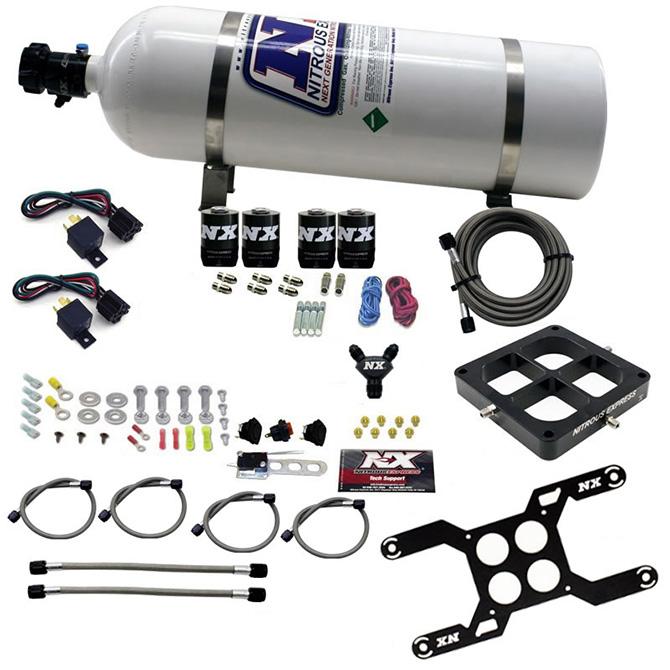 Nitrous Express Dry Quad Stage Billet Crossbar Plate System 100-2000Hp (4500 Flange) W/15Lb Btl - 66447-15