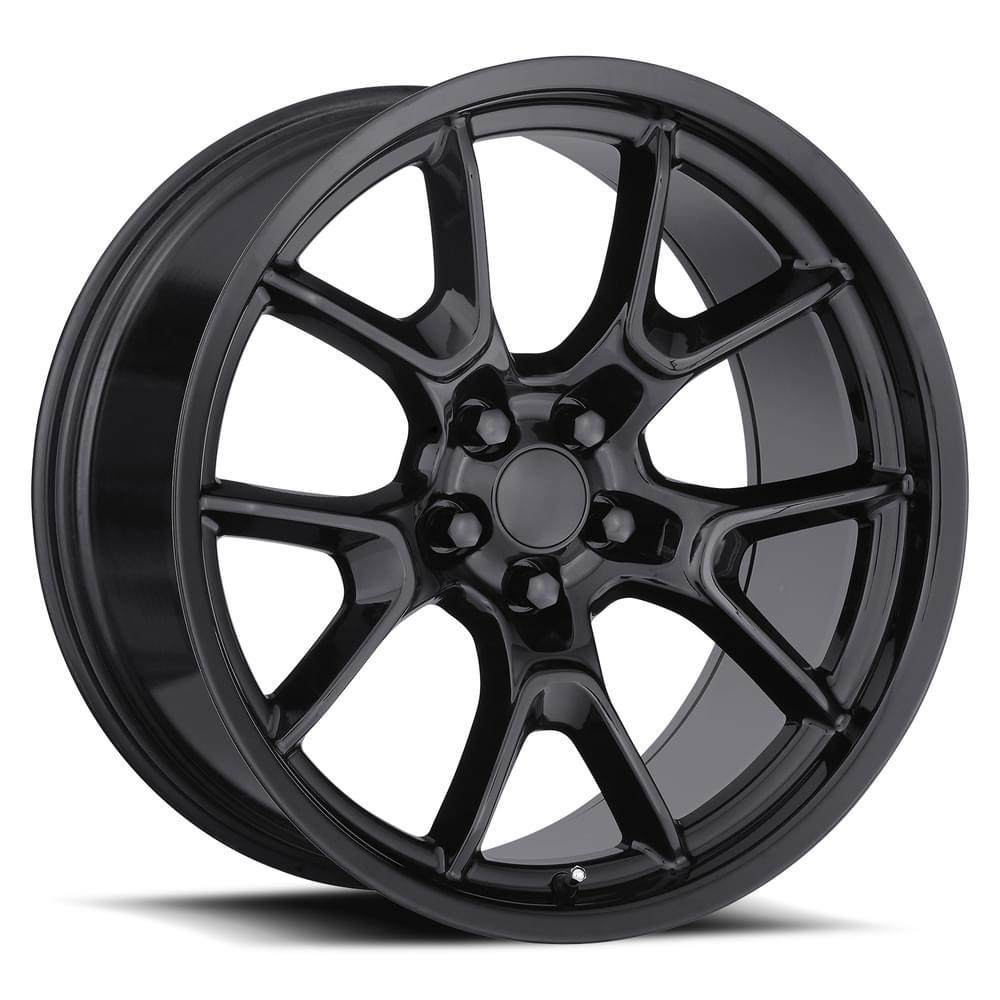 Factory Reproductions FR 66F - Dodge Anniversary Flow Form Replica Wheels 20X9.5 5X115 +15 HB 71.5 Dodge Anniversary Flow Form Gloss Black With Cap Factory Reproductions (2005-2023 300, Charger, Challenger) - 66095151502F