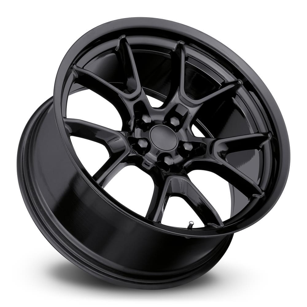 Factory Reproductions FR 66F - Dodge Anniversary Flow Form Replica Wheels 20X9.5 5X115 +15 HB 71.5 Dodge Anniversary Flow Form Gloss Black With Cap Factory Reproductions (2005-2023 300, Charger, Challenger) - 66095151502F