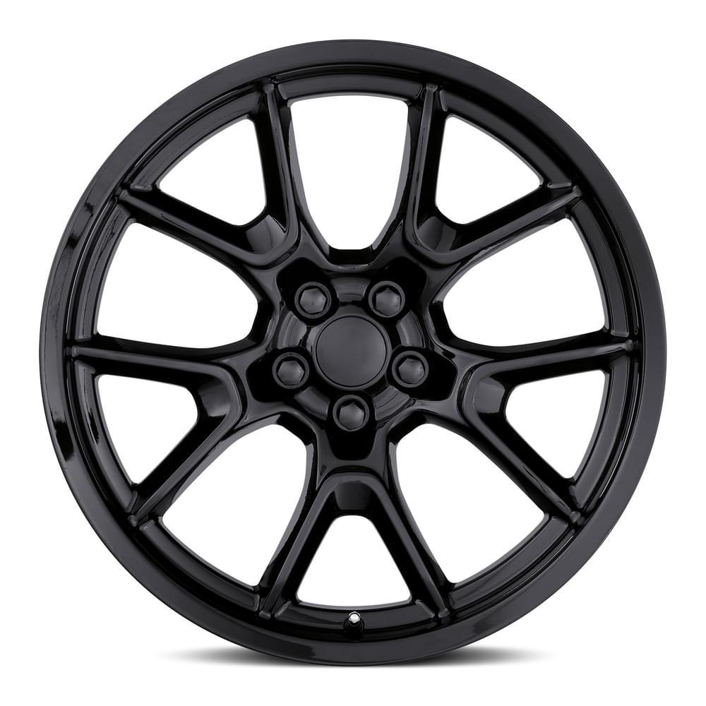 Factory Reproductions FR 66F - Dodge Anniversary Flow Form Replica Wheels 20X9.5 5X115 +15 HB 71.5 Dodge Anniversary Flow Form Gloss Black With Cap Factory Reproductions (2005-2023 300, Charger, Challenger) - 66095151502F