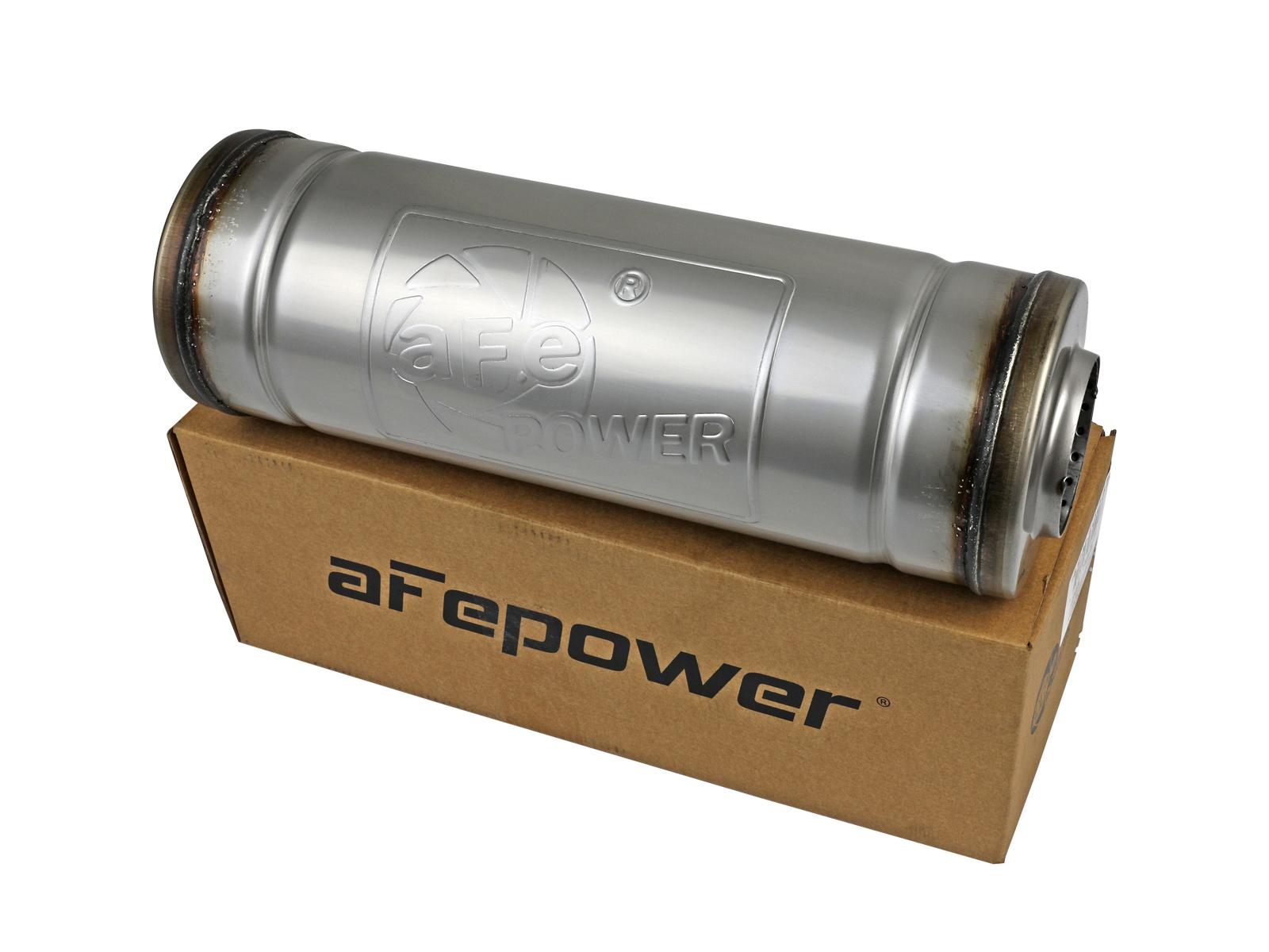 AFE MACH Force-Xp 304 Stainless Steel Muffler (2-1/2 IN ID Center/Center x 9 IN Dia. x 14 IN L - Round Body) - 49M30045