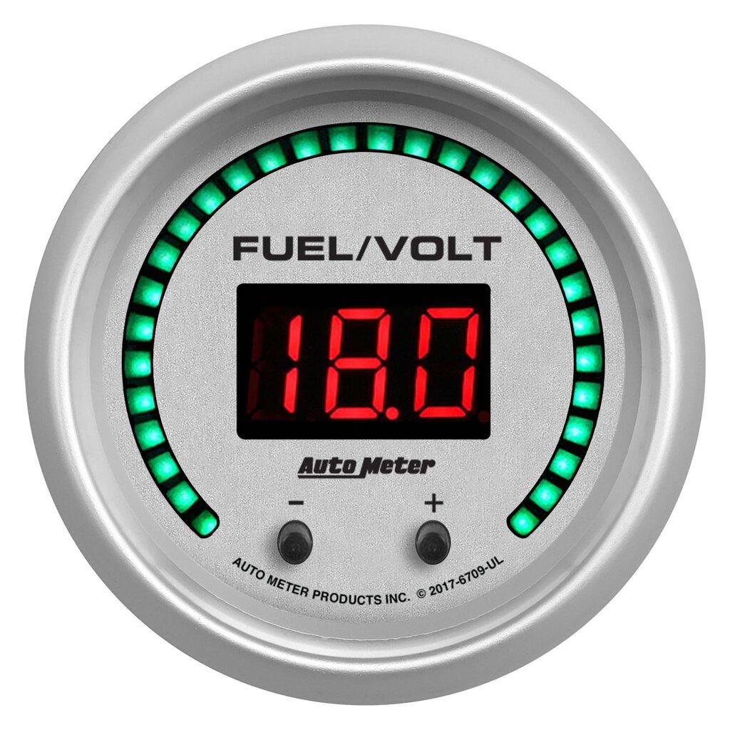 Auto Meter 2-1/16" TWO CHANNEL FUEL LEVEL / VOLTMETER, 0-100%/8-18V, ULTRA-LITE ELITE DIGITAL - 6709-UL