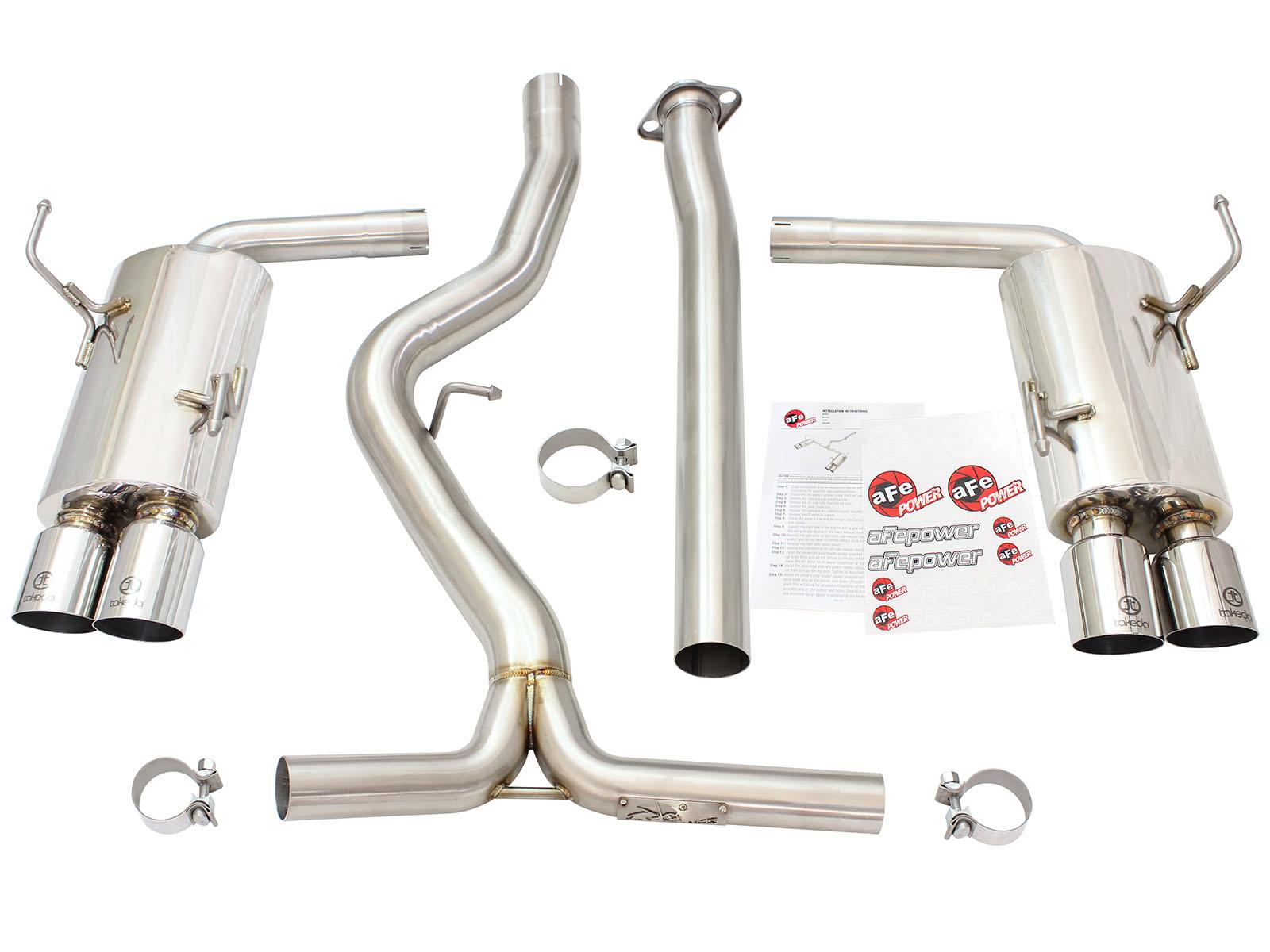AFE Takeda 3 IN to 2-1/4 IN 304 Stainless Steel Cat-Back Exhaust w/ Polished Tip (2015-2020 WRX, WRX STI) - 49-36801-P