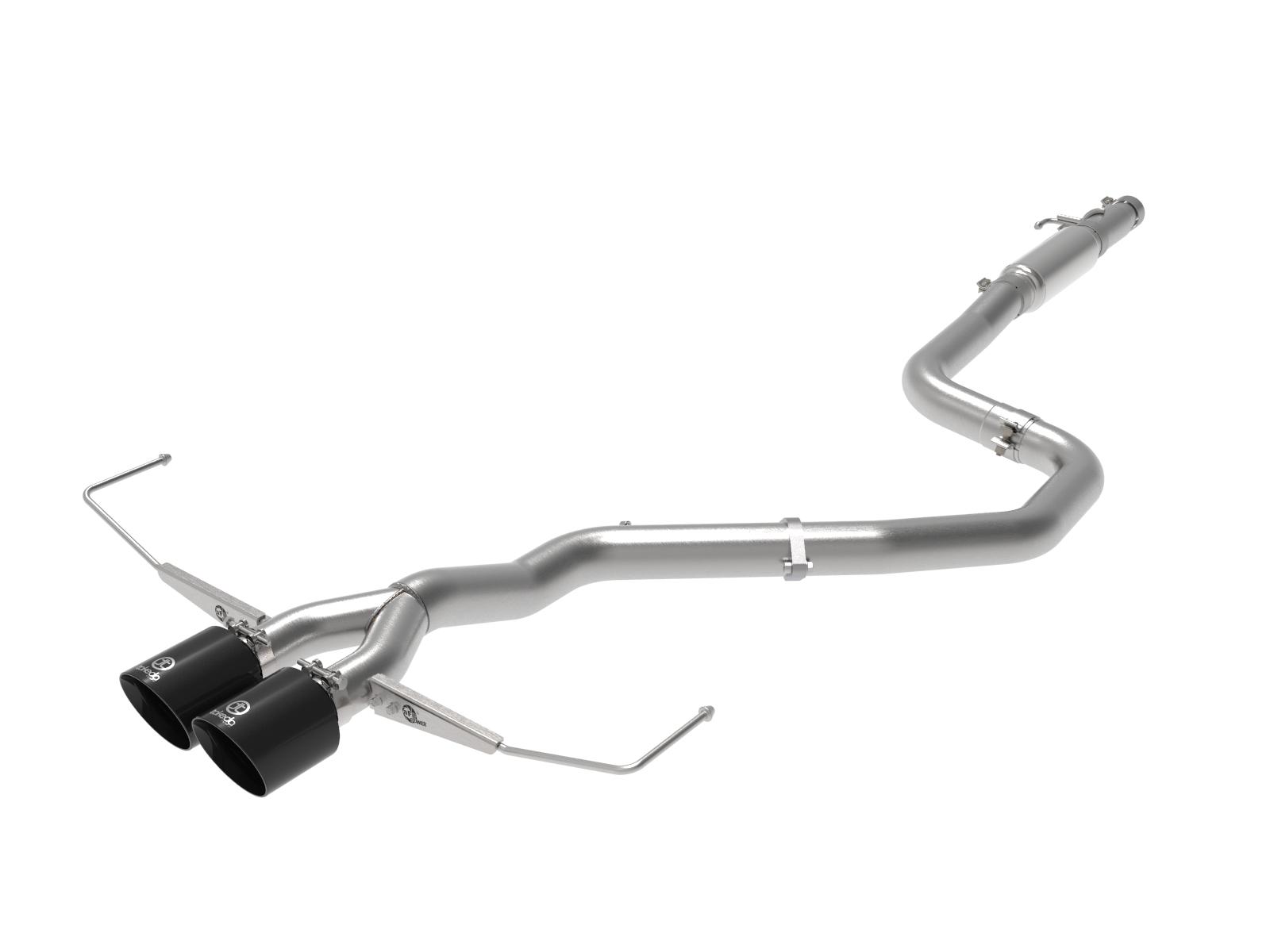 AFE Takeda 3 IN to 2-1/2 IN 304 Stainless Steel Cat-Back Exhaust w/ Black Tip (Hyundai Veloster 19-20 L4-1.6L (t)) - 49-37011-B