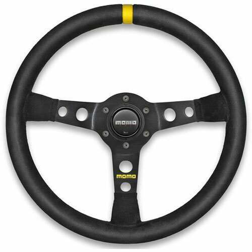 Momo Steering Wheel - MOD.07, 350 Diam, 72 Dish, Blk Leather, Blk Spokes, 1 Stripe - R1905/35L