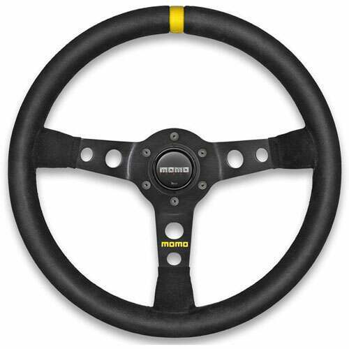Momo Steering Wheel - MOD.07, 350 Diam, 72 Dish, Blk Suede, Blk Spokes, 1 Stripe - R1905/35S