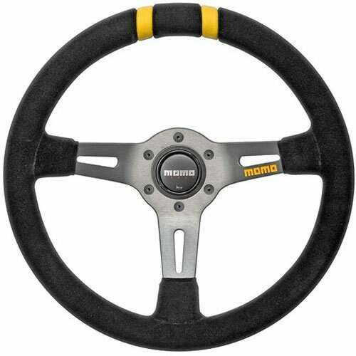 Momo Steering Wheel - MOD.DRIFT, 330 Diam, 88 Dish, Blk Suede, Anth Spokes, 2 Stripes - R1907/33S