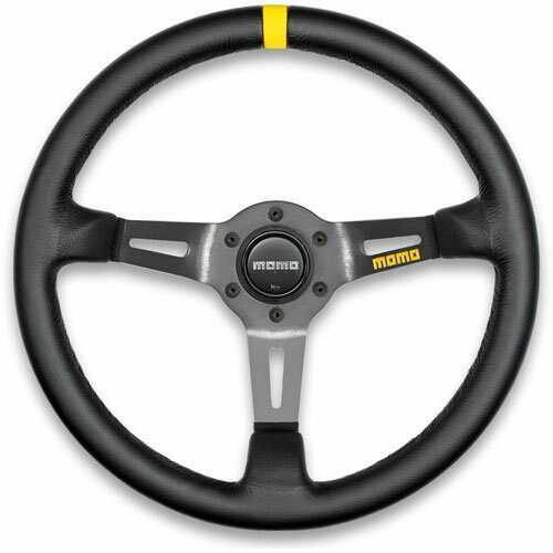 Momo Steering Wheel - MOD.08, 350 Diam, 88 Dish, Blk Suede, Blk Spokes, 1 Stripe - R1908/35S