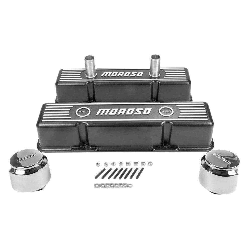 Moroso Valve Covers, Sbc, Cast, Black Finish, 1 Valve Cover With 2 Breathers - 68371