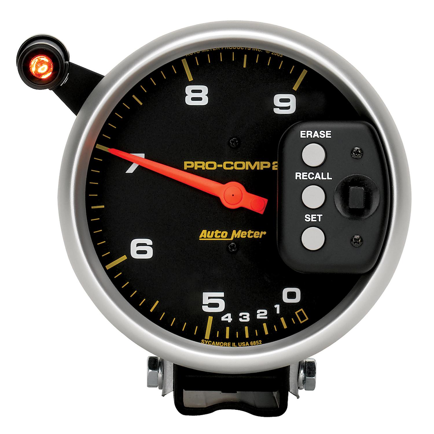 Auto Meter 5" TACHOMETER, 0-9000 RPM, PEDESTAL DUAL RANGE W/ QUICK LITE & PEAK MEMORY, PRO-COMP - 6852