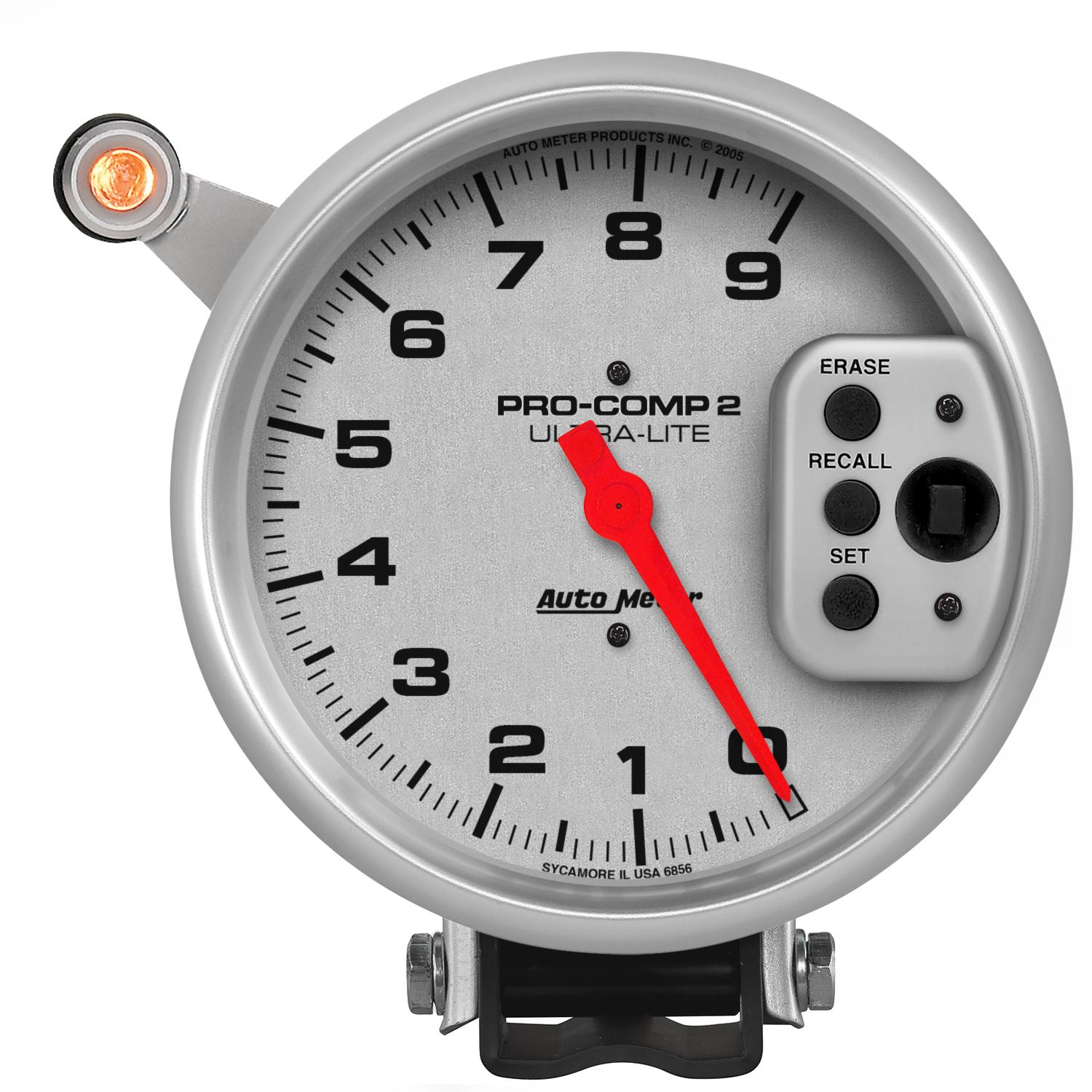 Auto Meter 5" TACHOMETER, 0-9000 RPM, PEDESTAL W/ QUICK LITE, W/PEAK MEMORY, ULTRA-LITE - 6856