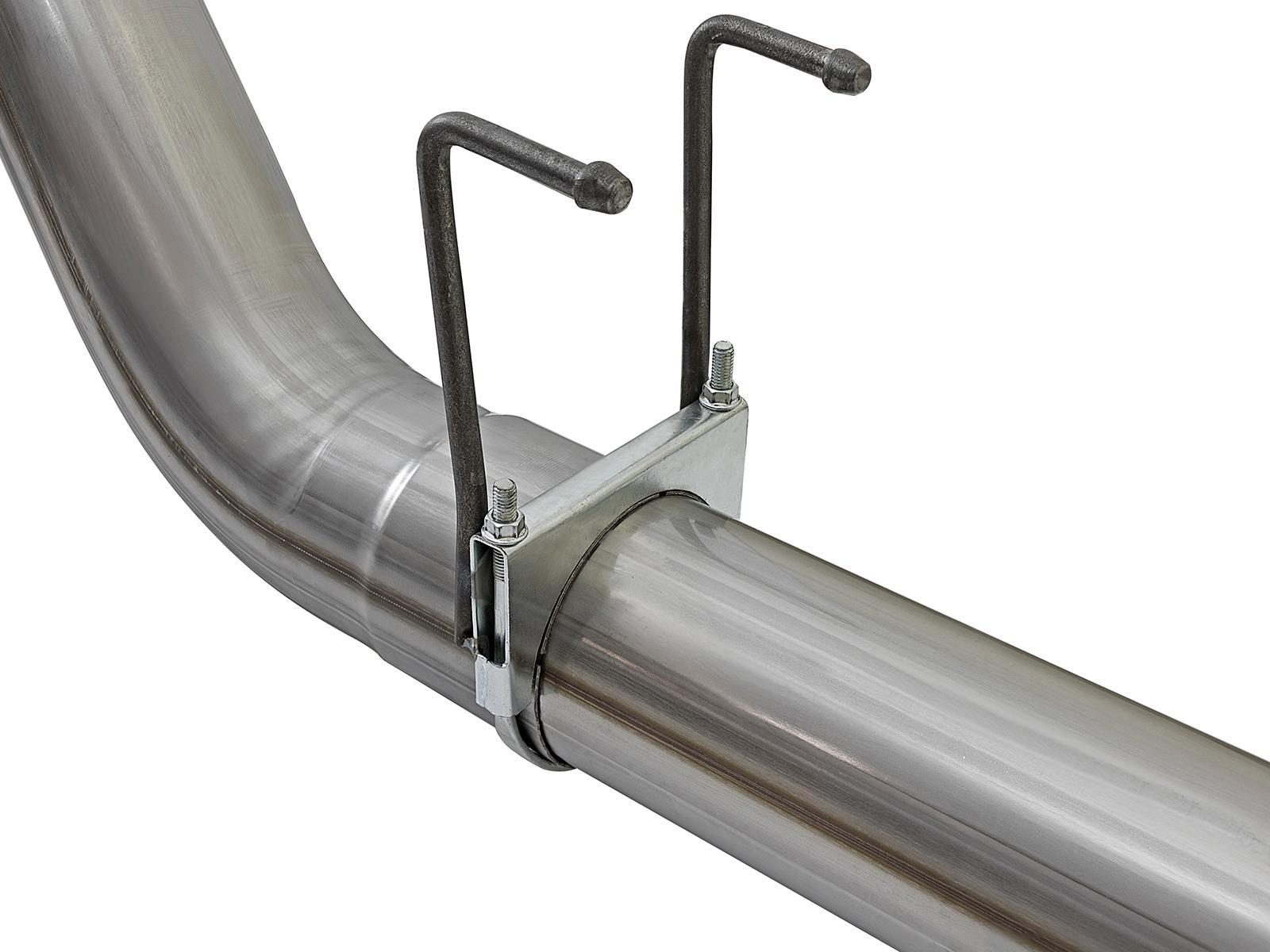 AFE Large Bore-HD 5 IN 409 Stainless Steel DPF-Back Exhaust System w/Polished Tip (2017-2021 F-250 Super Duty, F-350 Super Duty) - 49-43090-P