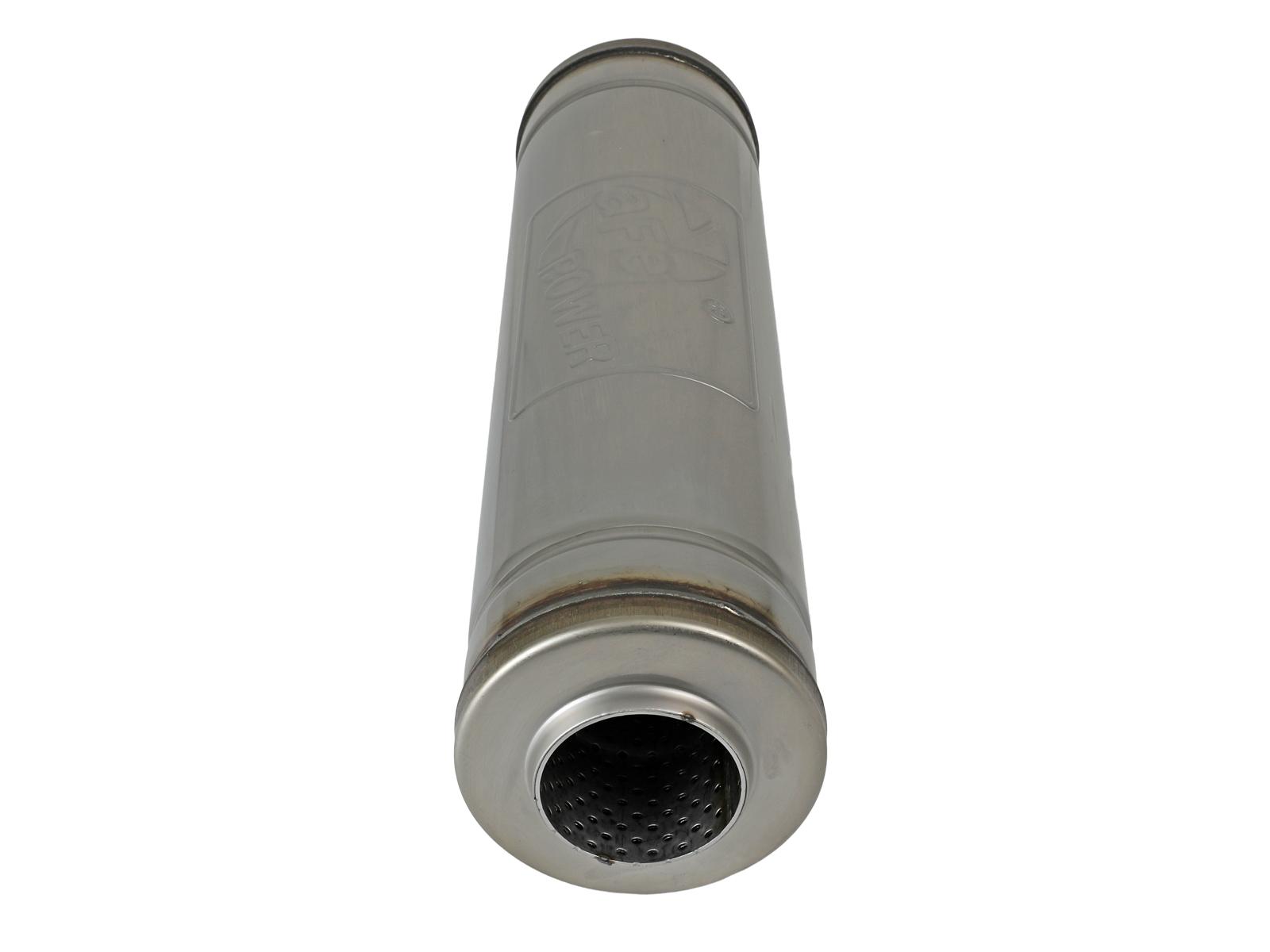 AFE MACH Force-Xp 304 Stainless Steel Muffler (2-1/2 IN ID Center/Center x 5 IN Dia. x 18 IN L - Round Body) - 49M30048