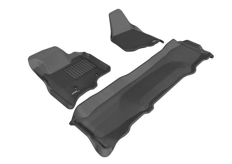 3D MAXpider 2011-2012 Ford F-250/350/450 Supercrew Kagu 1st & 2nd Row Floormats - Black