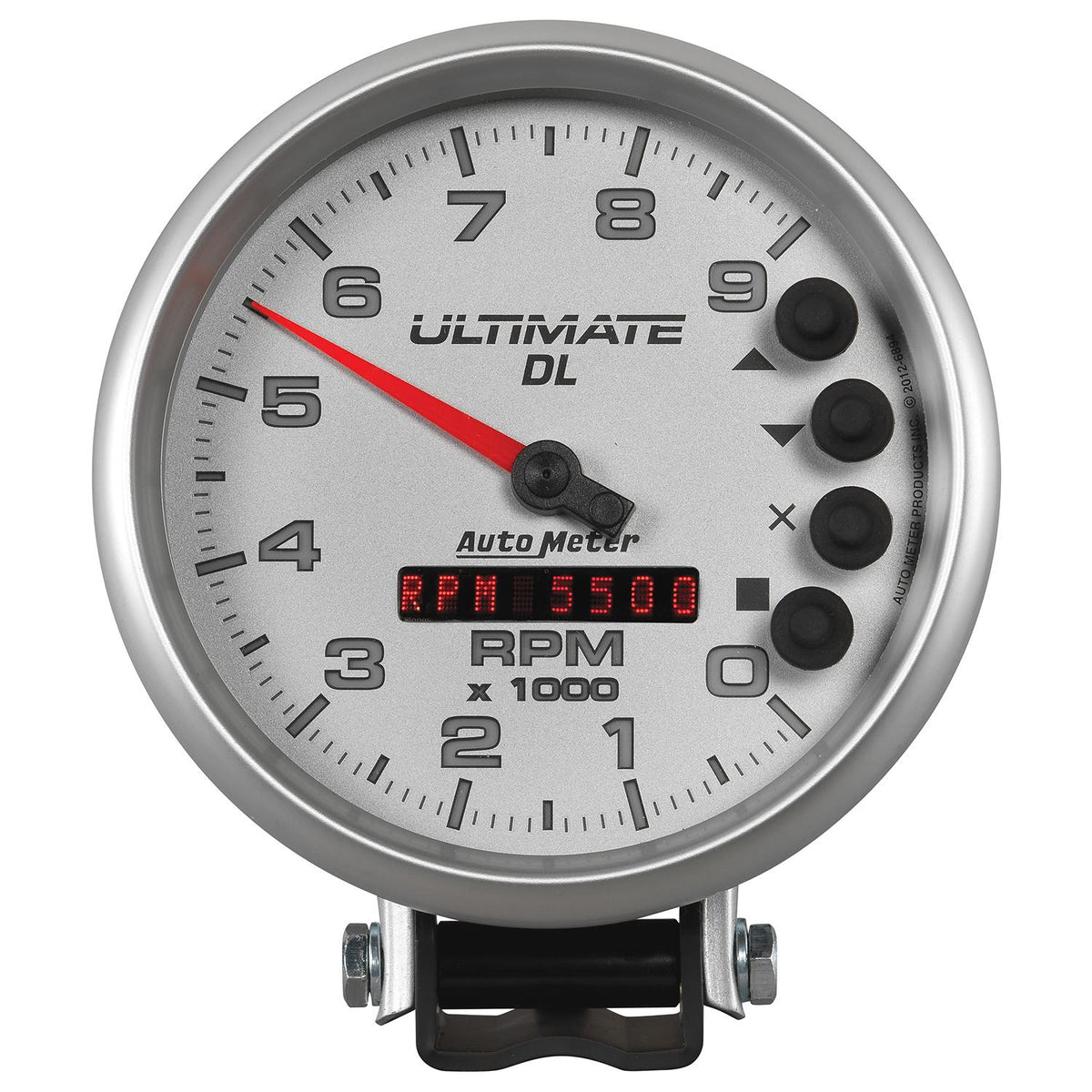 Auto Meter 5" TACHOMETER, 0-9000 RPM, PEDESTAL, ULTIMATE DL PLAYBACK, SILVER - 6894