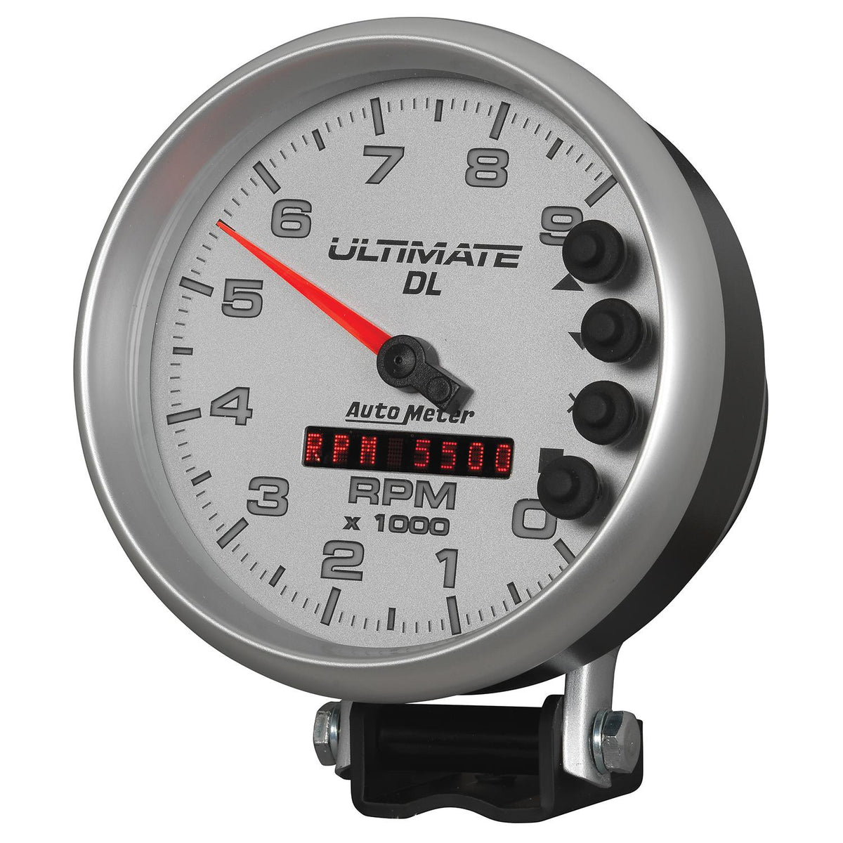 Auto Meter 5" TACHOMETER, 0-9000 RPM, PEDESTAL, ULTIMATE DL PLAYBACK, SILVER - 6894