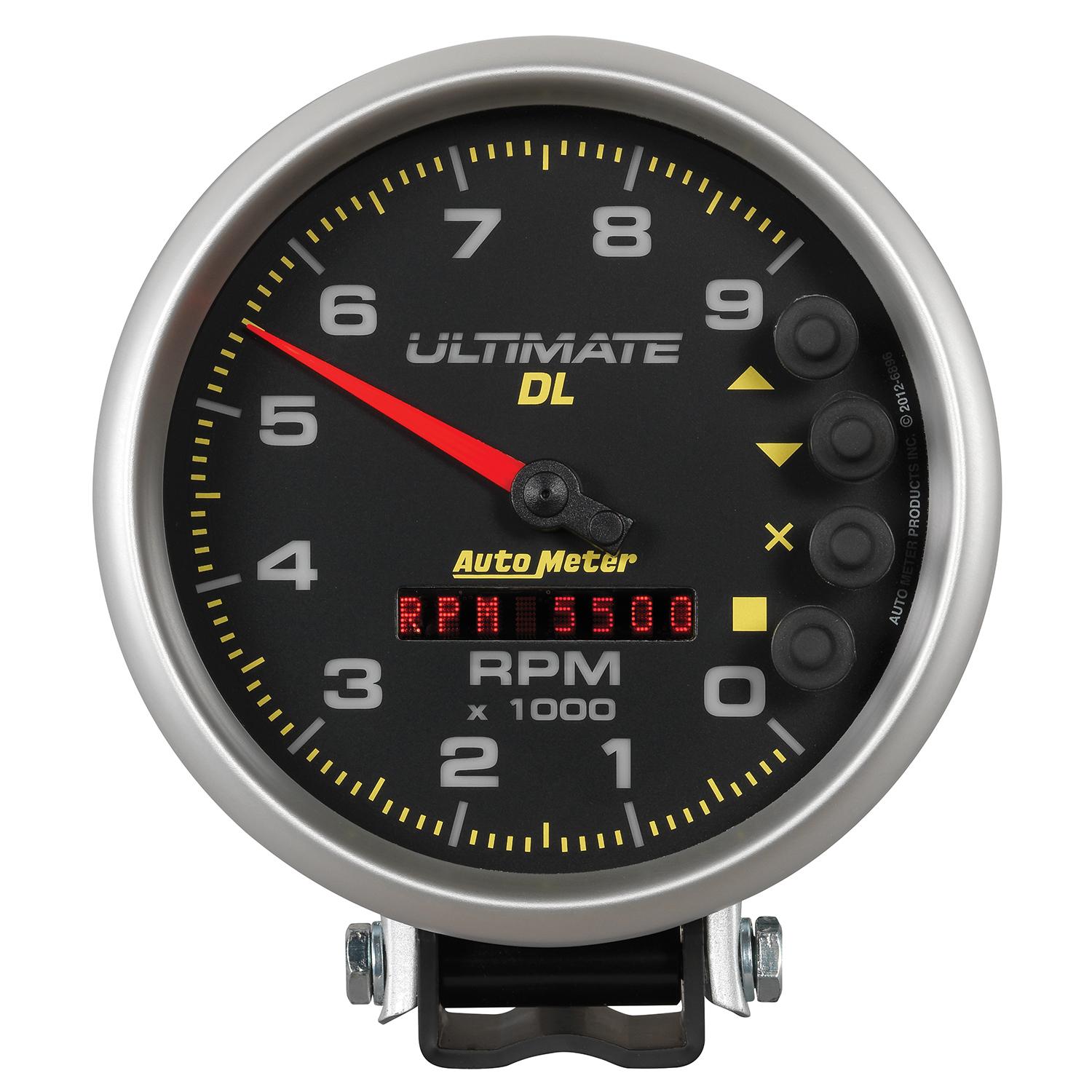 Auto Meter 5" TACHOMETER, 0-9000 RPM, PEDESTAL, ULTIMATE DL PLAYBACK, BLACK - 6896