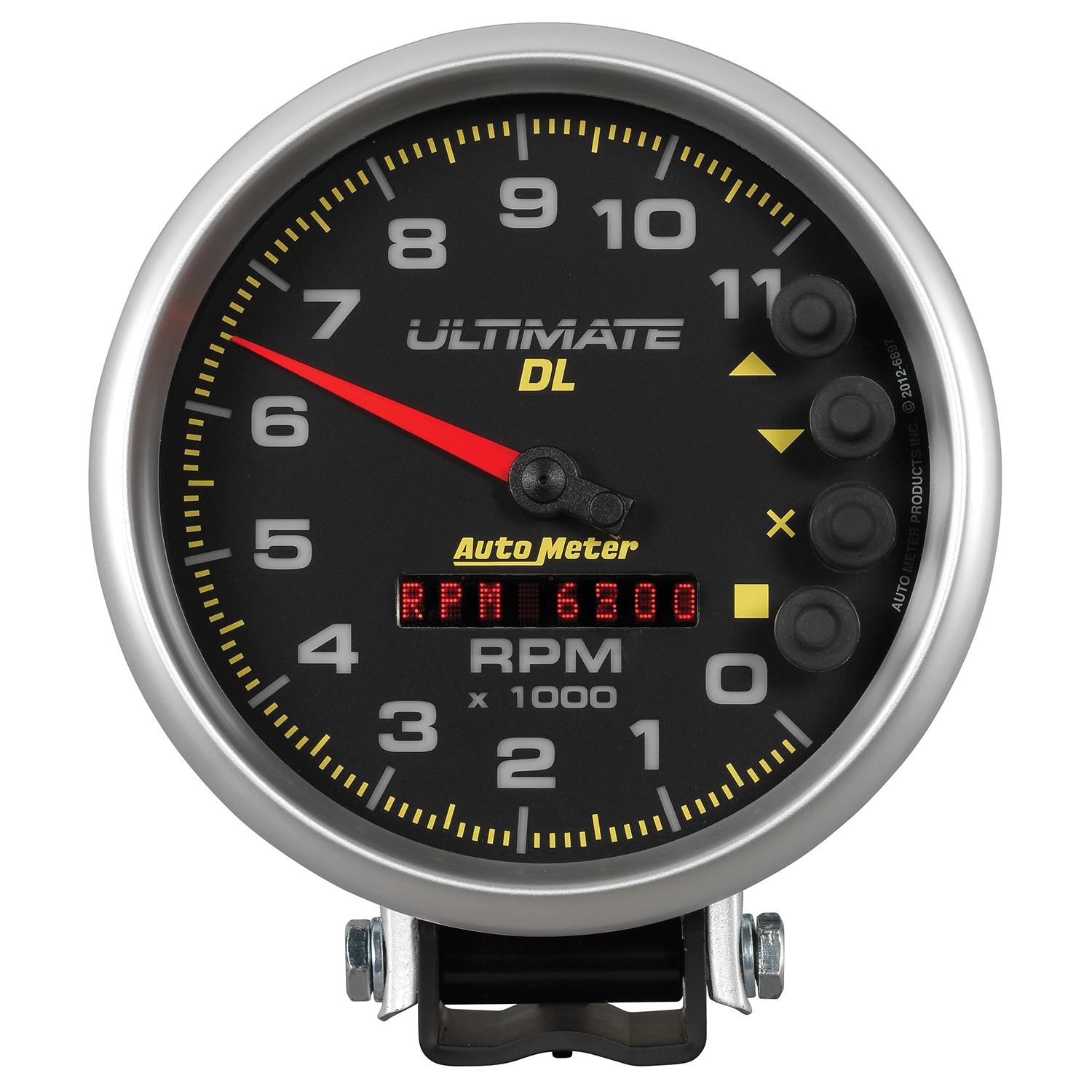 Auto Meter 5" TACHOMETER, 0-11,000 RPM, PEDESTAL, ULTIMATE DL PLAYBACK, BLACK - 6897