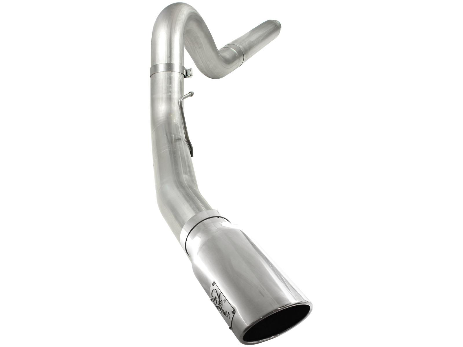 AFE Large Bore-HD 5 IN 409 Stainless Steel DPF-Back Exhaust System w/Polished Tip (2008-2010 F-550 Super Duty) - 49-43054-P