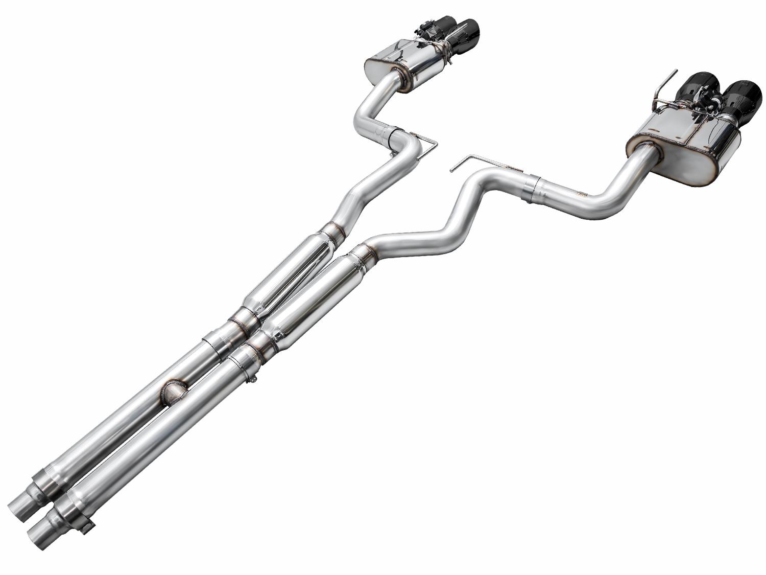 AWE SwitchPath Catback Exhaust - Quad Diamond Black Tips (2024-2026 Mustang GT) - 3025-43650