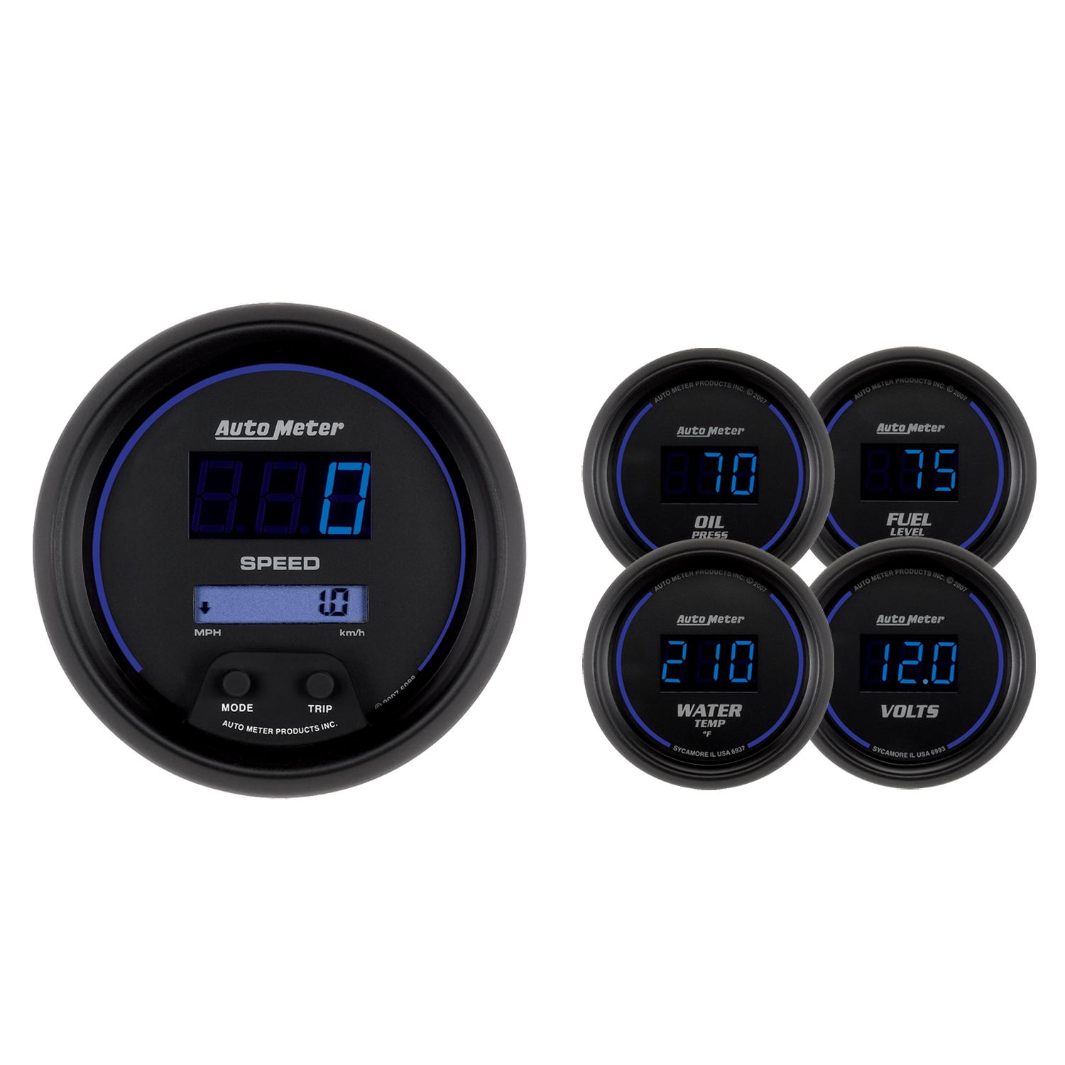 Auto Meter 5 PC. GAUGE KIT, 3-3/8" & 2-1/16", COBALT DIGITAL - 6900